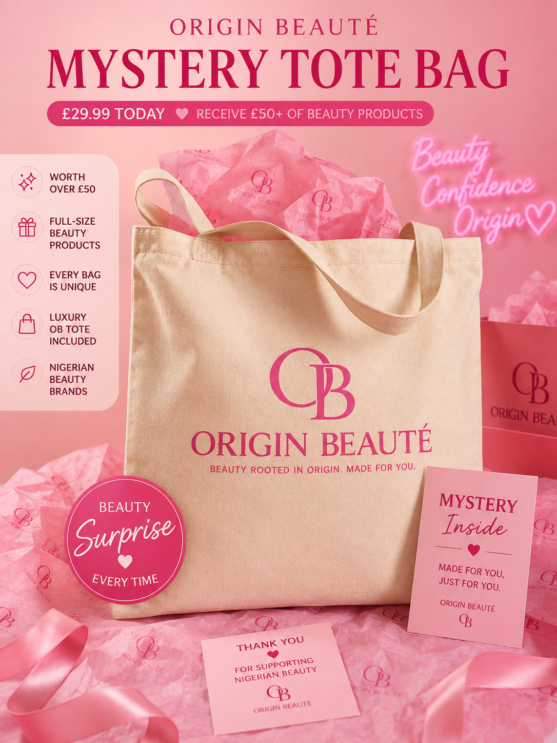 Origin Beauté Mystery Tote Bag | £29.99 (Worth Over £50) 🎀