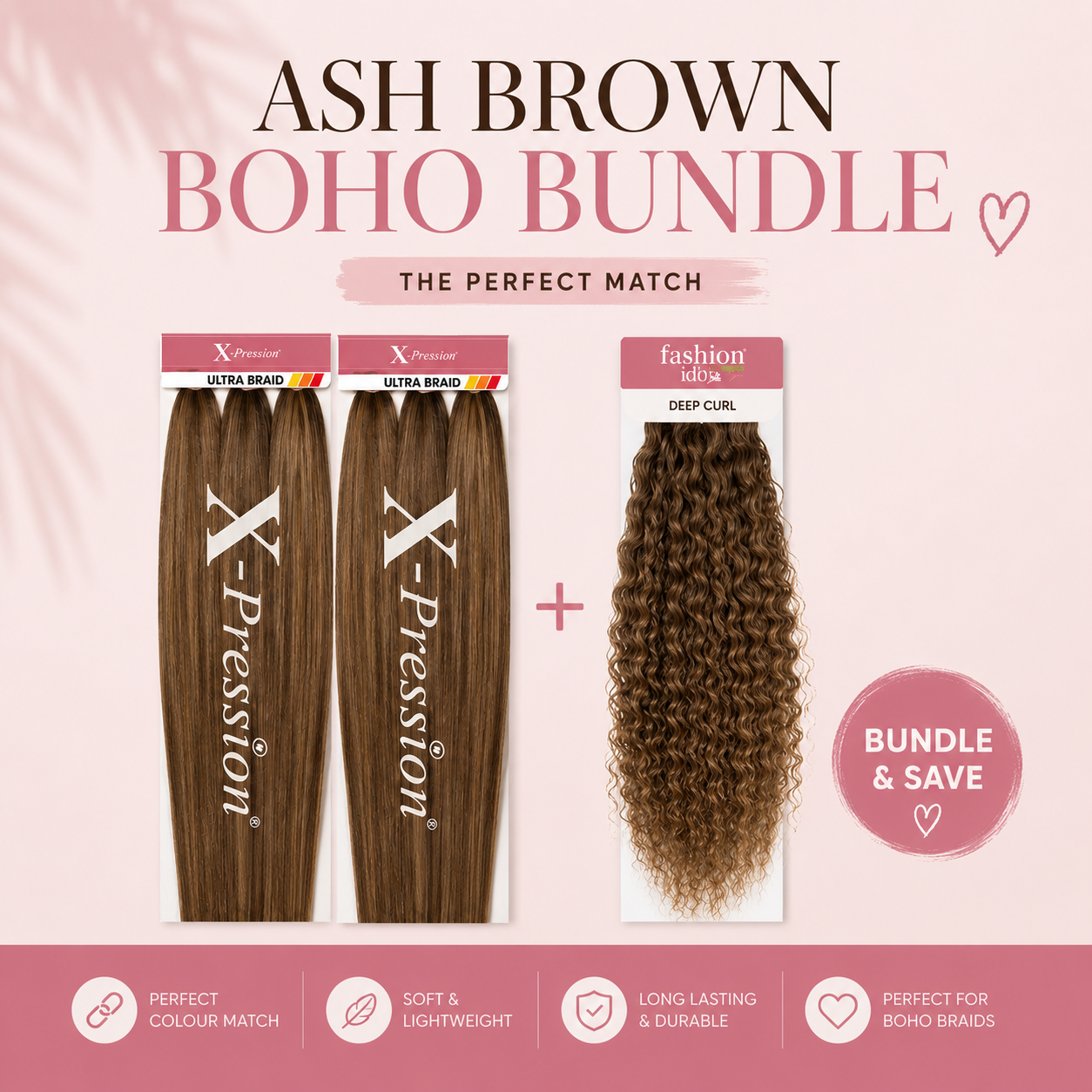 Ash Blonde Boho Braid Bundle (2 expressions +1 Boho Curl)