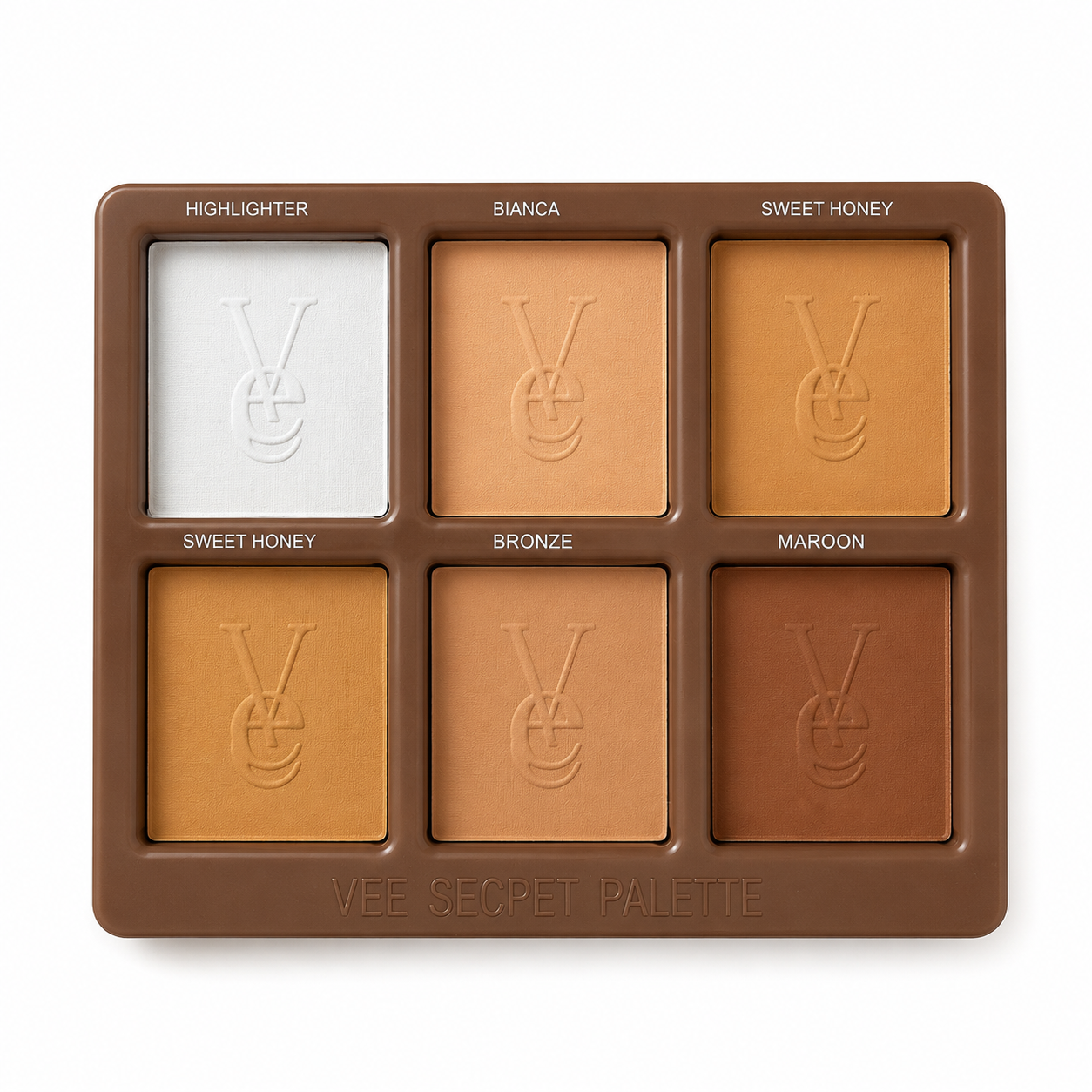 Vee Beauty 6-in-1 Bronzer and Highlighter Pigmented Powder Palette