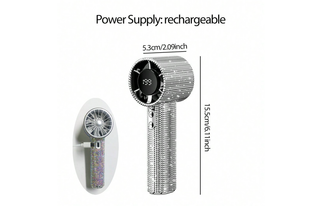 Luxury Crystal Rechargeable Handheld Fan